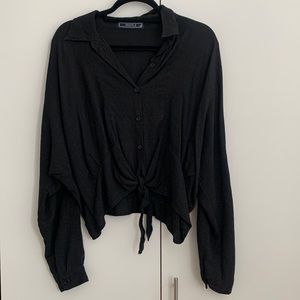 Oversize black blouse, size Small, Black loose fitting blouse